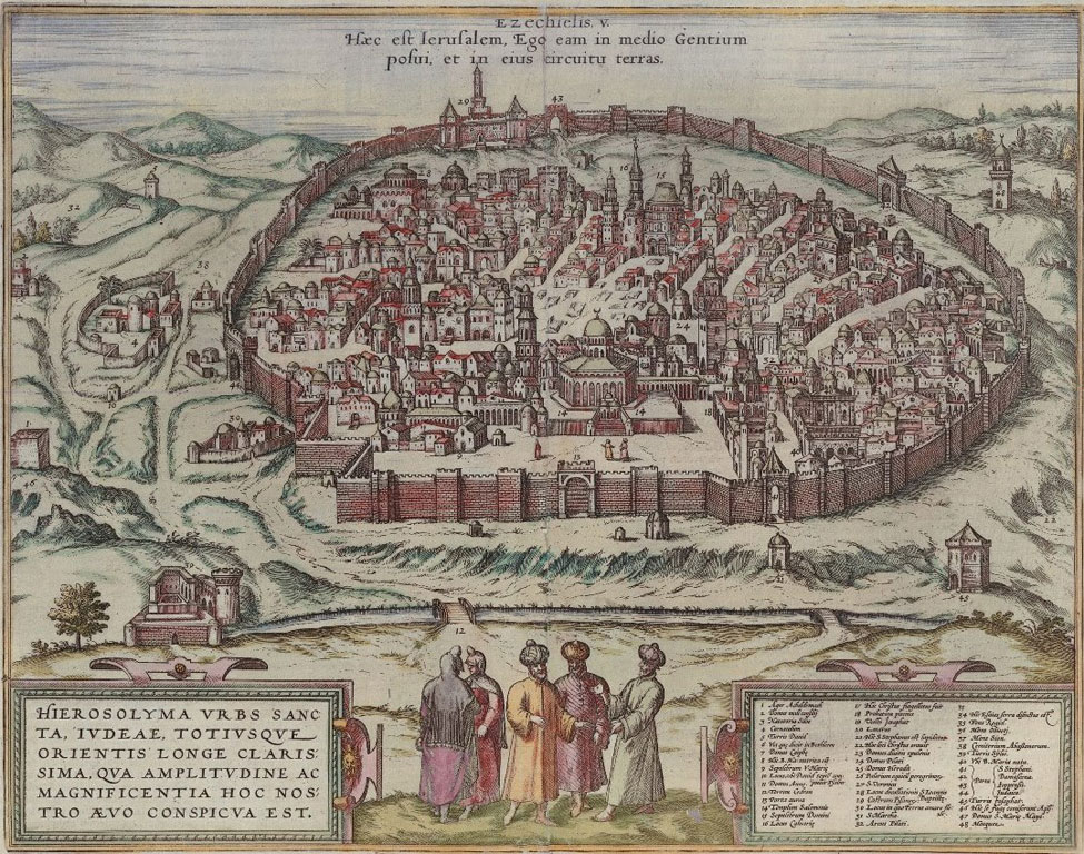 Hogenberg, Braun and Jansson, map of Jerusalem, Amsterdam, 1657, NLI